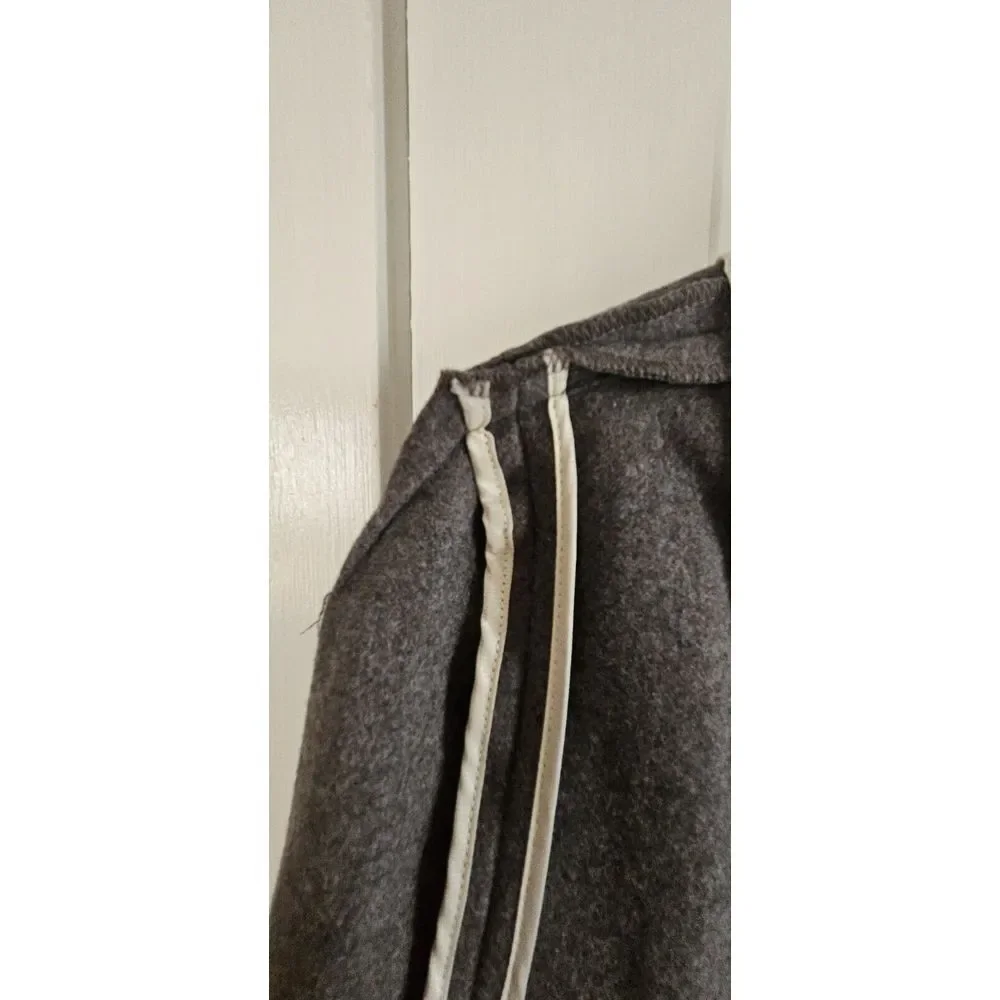 BANANA REPUBLIC Italian Fabric‎ wool blend faux leather trim CAPE gray XS/S - Picture 9 of 14